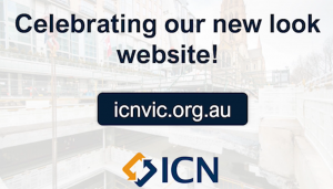 image stating "Celebrating our new website - icnvic.org.au"